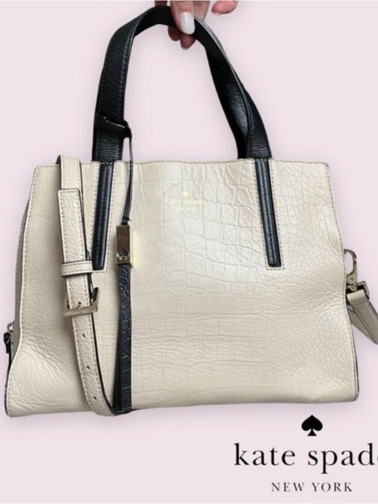 kate spade Handbags - kate spade Cream and Black Croc-Embossed Leather Shoulder Bag